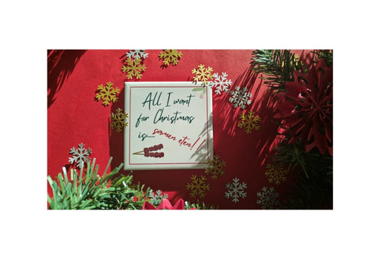 Kerst keramiek tegeltje samen eten