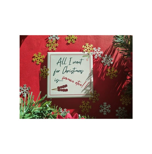 Kerst keramiek tegeltje samen eten